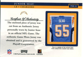 Junior Seau 2002 Playoff Game Worn Jersey Card