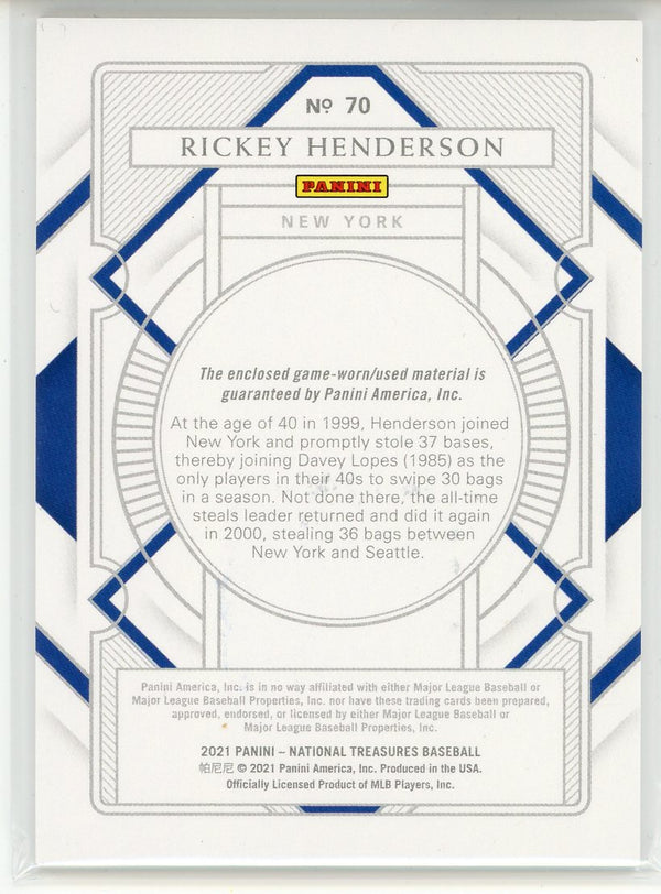 Rickey Henderson 2021 Panini National Treasures Patch Card #70
