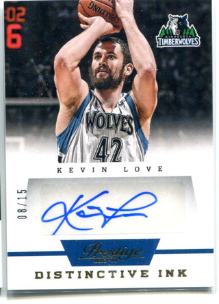 Kevin Love 2013-14 Panini Prestige Distinctive Ink Autographed Card #8/15