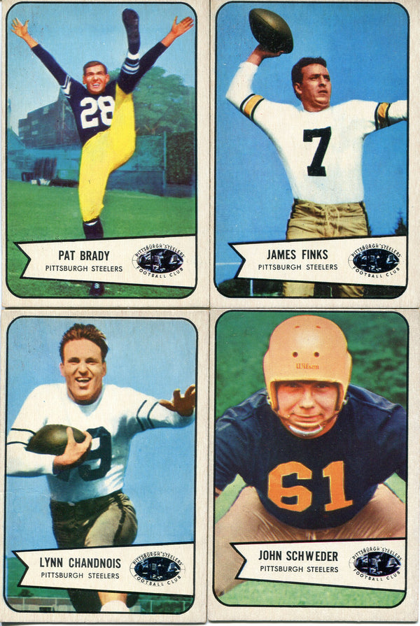 (4) 1955 Bowman Football Card Lot w/ Finks, Brady, Chandois, Schweder