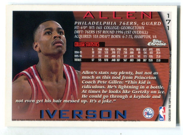 Allen Iverson 1996 Topps Chrome #171 Card