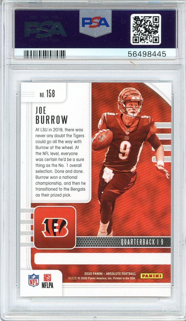 Joe Burrow 2020 Panini Absolute Rookie Card #158 (PSA)