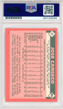 Jose Canseco "86 AL ROY" Autographed 1986 Topps Rookie Card #20T (PSA Auto Gem Mt 10)