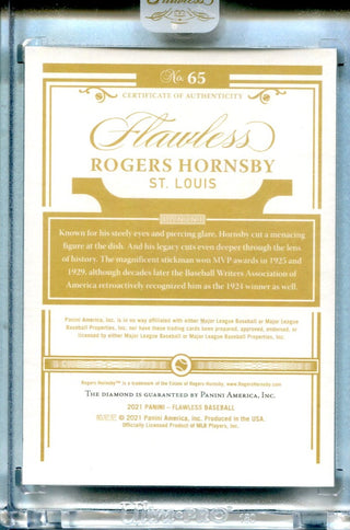 Rogers Hornsby 2021 Panini Flawless MVPS Diamond Card #65 /20