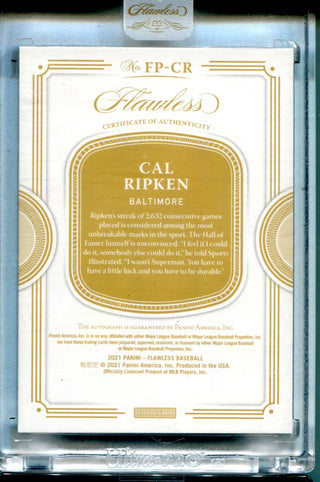 Cal Ripken 2021 Panini Flawless Performances #FPCR Autographed Card /7