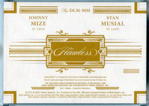 Johnny Mize / Stan Musial 2021 Panini Flawless #DLMMM Patch Card /15