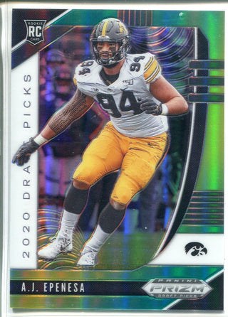 A.J. Epenesa 2020 Prizm Draft Picks Green & Yellow Rookie Card 124/249