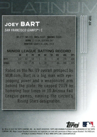 Joey Bart 2020 Bowman Platinum Card #212/299
