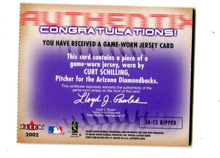 Curt Schilling 2002 Fleer Authentic Authentix Jersey # JACS Card