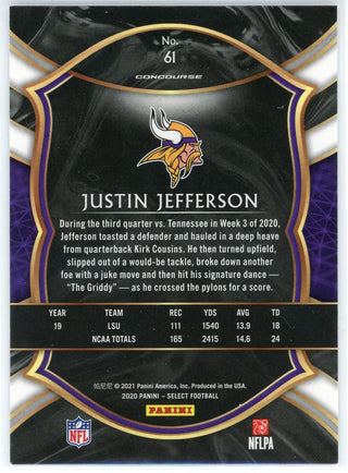 Justin Jefferson 2020 Panini Select Concourse Rookie Card #61