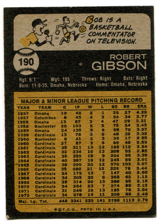 Bob Gibson 1973 Topps Card #190