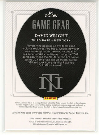 David Wright 2021 Panini National Treasures Game Gear Patch Card #GG-DW