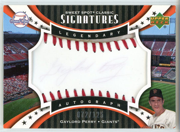 Gaylord Perry Autographed 2007 Upper Deck Sweet Spot Classic Signatures Card #SPS-GP