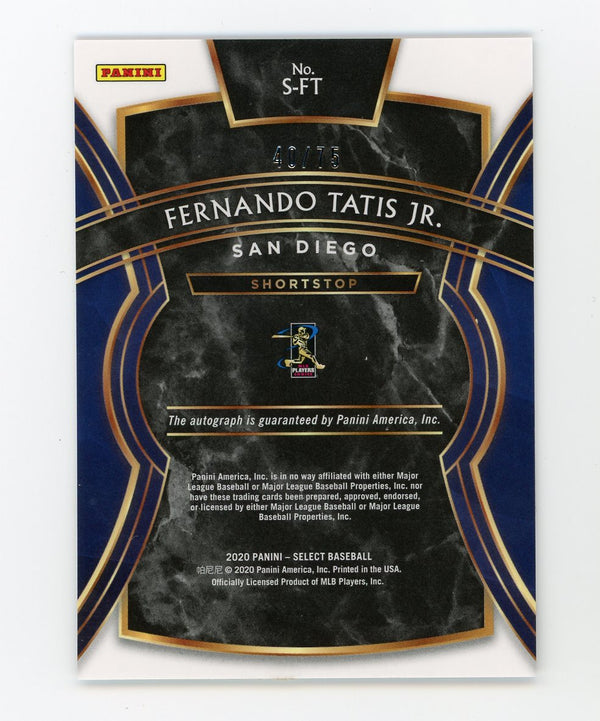 Fernando Tatis Jr 2018 Panini Select #SFT Autographed Card /75