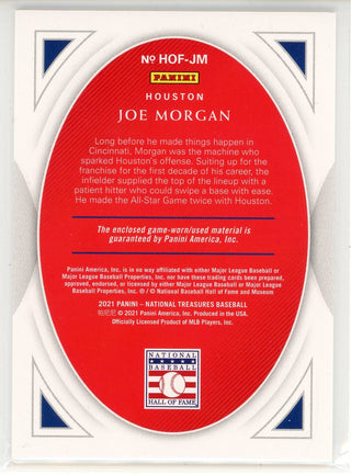 Joe Morgan 2021 Panini National treasures Hall of Fame Materials Patch Card #HOF-JM