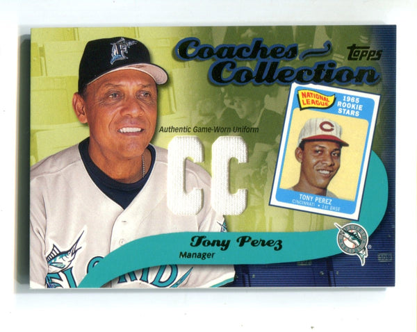 Tony Perez 2002 Topps Coaches Collection Game Worn Uniform Card #CCTP