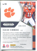 Isaiah Simmons 2020 Prizm Draft Picks Green & Yellow Rookie Card 104/249