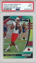 Lamar Jackson 2020 Panini Prizm Draft Pick Green & Yellow Prizm Card #63 (PSA)