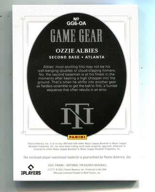 Ozzie Albies 2021 Panini National Treasures Game Gear #GG6OA Card /10