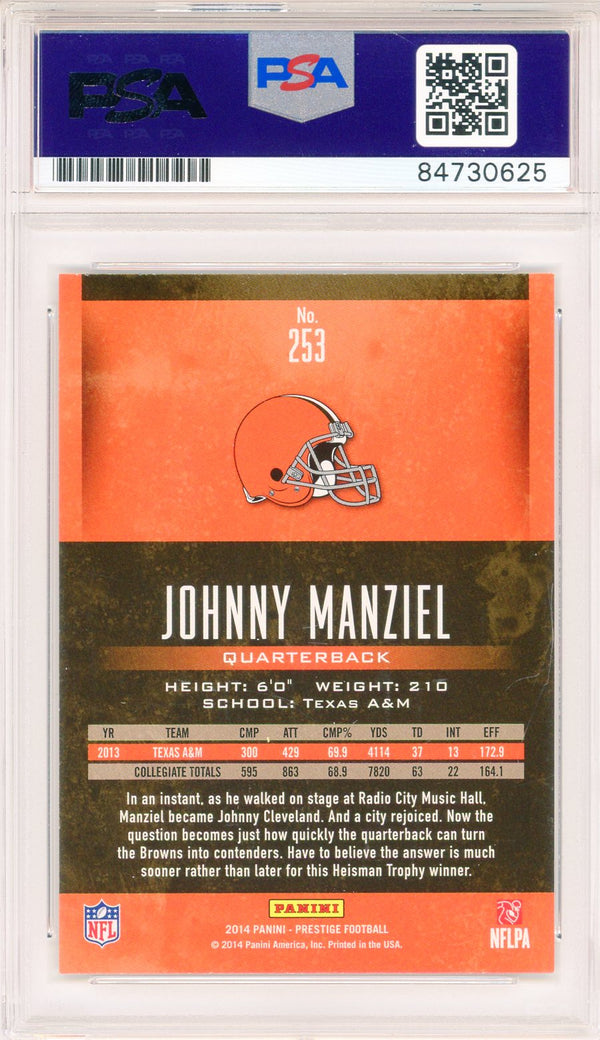 Johnny Manziel Autographed 2014 Panini Prestige Rookie Card #253 (PSA Auto)