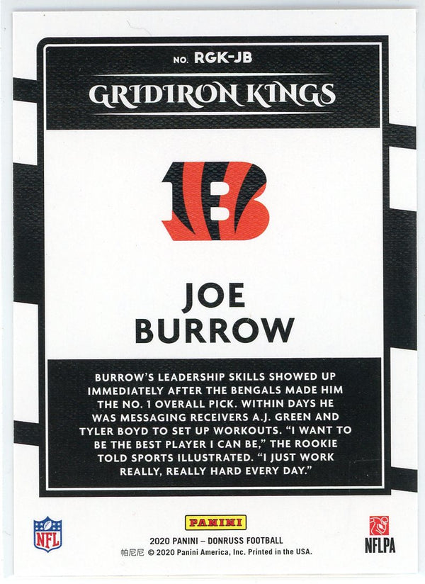 Joe Burrow 2020 Panini Donruss Rookie Gridiron Kings Card #RGK-JB