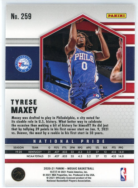 Tyrese Maxey 2020 Mosaic National Pride - Reactive Green #259 Price Guide -  Sports Card Investor