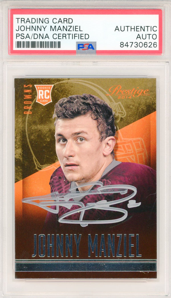 Johnny Manziel Autographed 2014 Panini Prestige Rookie Card #253 (PSA Auto)