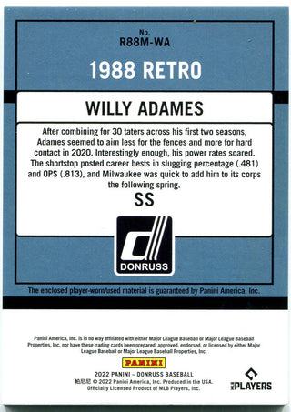 Willy Adames Panini Donruss Jersey Card 2022