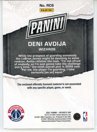 Deni Avdija 2021 Panini Father's Day Rookie Patch Card #RC6