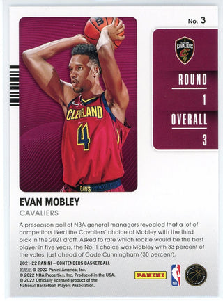 Evan Mobley 2021-22 Panini Contenders Draft Class Rookie Card #3