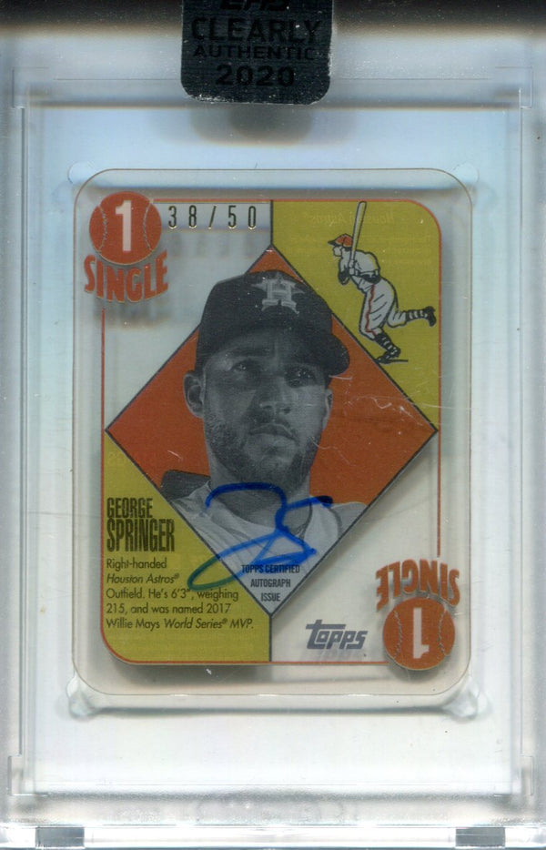 George Springer 2020 Topps Clearly Autographed Mini Card Sealed #38/50