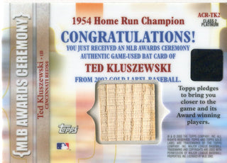 Ted Kluszewski 2002 Topps Gold Label Game Used Bat Card