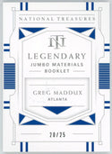 Greg Maddux 2021 Panini National Treasures Jumbo Materials Booklet Patch Card #LJB-GM