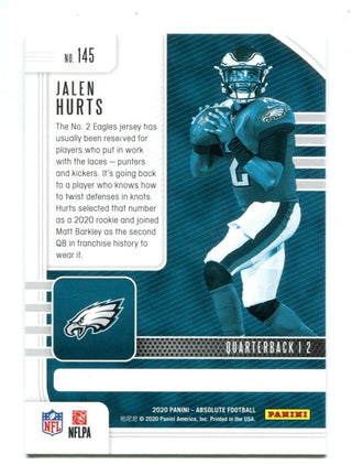 Jalen Hurts 2020 Panini Absolute Memorabilia #145 RC