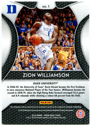 Zion Williamson Panini Prizm Draft Picks Rookie 2020