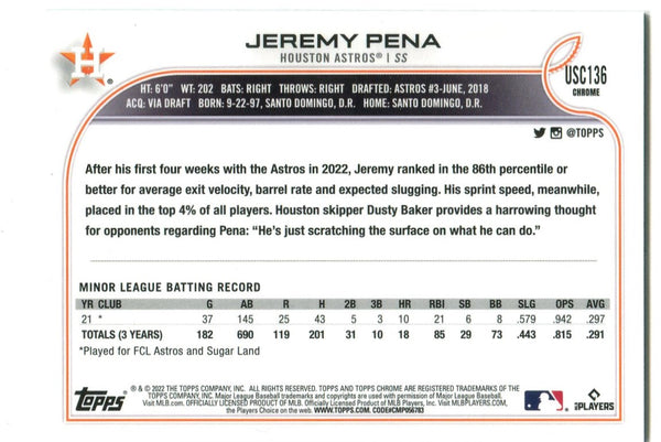 Jeremy Pena Topps Chrome Purple Rookie