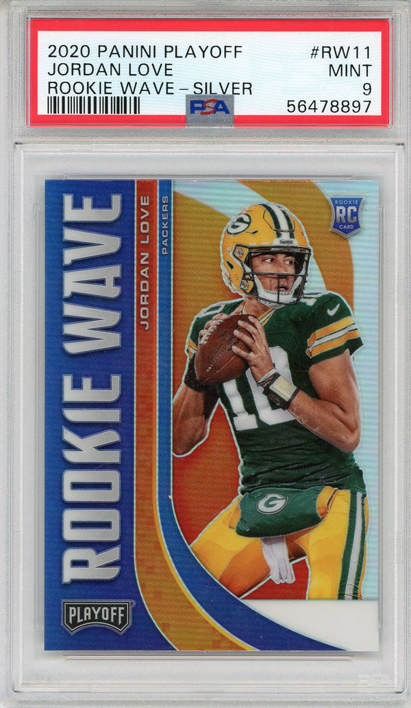 Jordan Love 2020 Panini Playoff Silver Wave Rookie Card #RW11 (PSA)