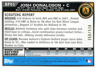 Josh Donaldson 2010 1st Bowman Card #350/520