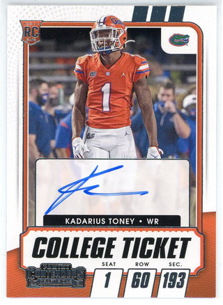Kadarius Toney Autographed 2021 Panini Contenders College Ticket Rookie Card #105