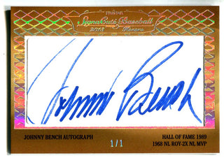 Johnny Bench & Stan Bahnsen Autographed 2013 Tristar SignaCuts Baseball Card  #1/1
