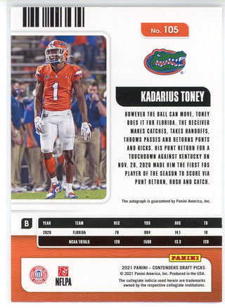 Kadarius Toney Autographed 2021 Panini Contenders College Ticket Rookie Card #105