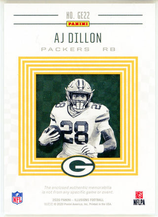 AJ Dillon 2020 Panini Illusions Great Expectations Rookie Patch Card #GE22