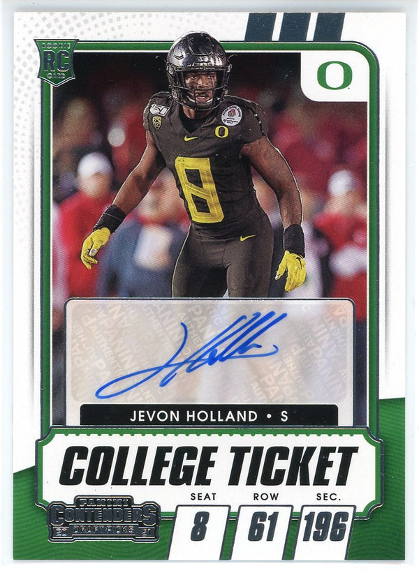 Jevon Holland Autographed 2021 Panini Contenders College Ticket Rookie Card #160