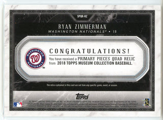 Ryan Zimmerman 2018 Topps Museum Collection Primary Pieces Card #SPQR-RZ