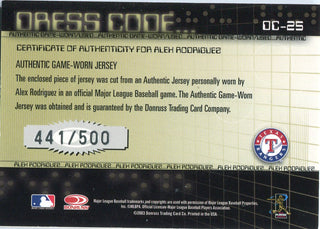 Alex Rodriguez 2003 Donruss Classics Game Worn Jersey Card /500