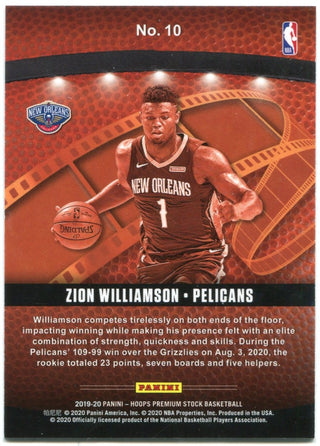 Zion Williamson Panini NBA Hoops Premium Stock Lights Camera Action 2019