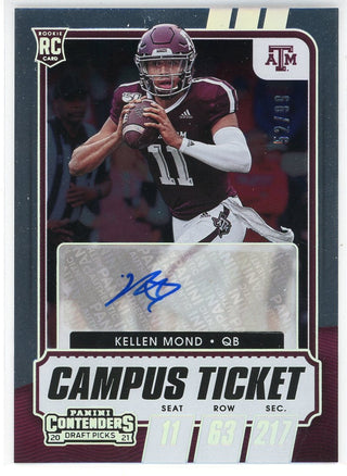 Kellon Mond Autographed 2021 Panini Contenders Campus Ticket Rookie Card #127