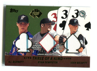 Josh Beckett/Ryan Dempster/A.J Burnett 2002 Topps Three Of A Kind Jersey Card