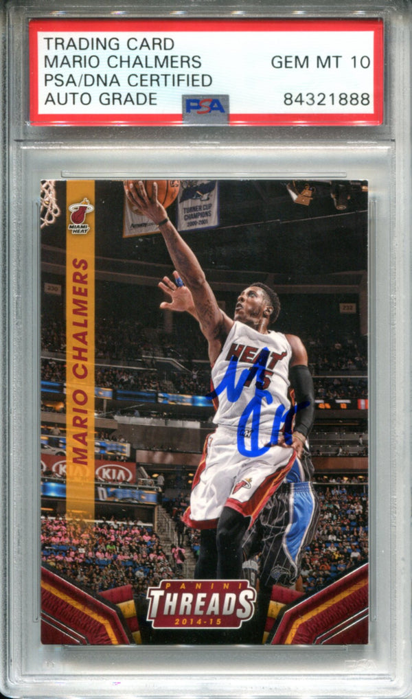 Mario Chalmers Autographed 2014-15 Panini Threads Card (PSA)