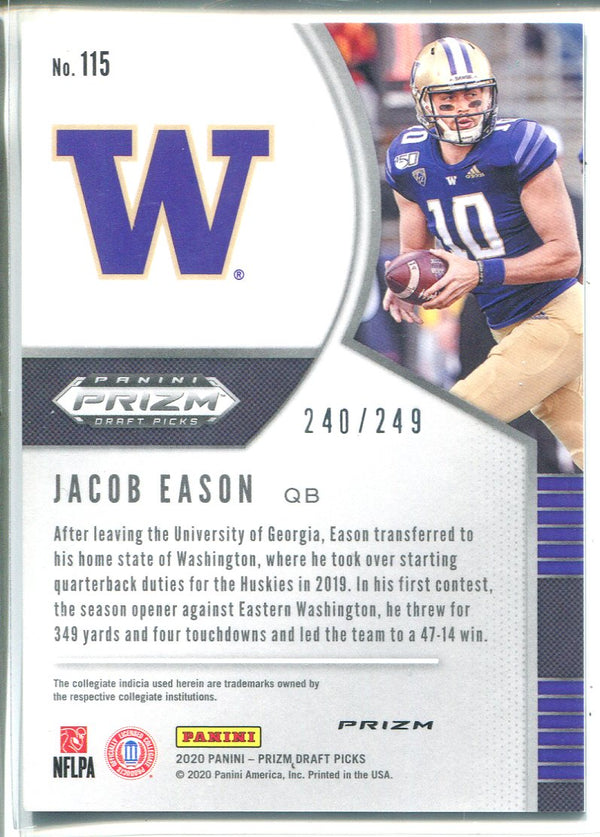 Jacob Eason 2020 Prizm Draft Picks Green & Yellow Rookie Card 240/249